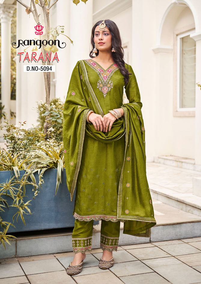 Tarana By Rangoon Silk Designer Embroidery Kurti With Bottom Dupatta Wholesale Price In Surat
